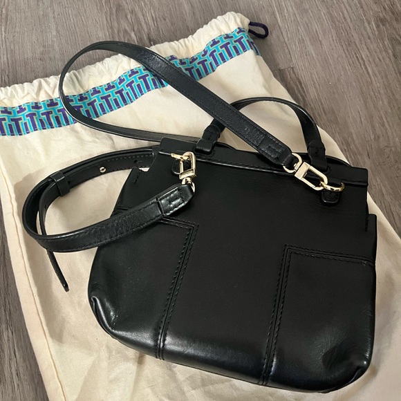 Tory Burch T Mini Ladies Black Leather Satchel 36777-009 - Picture 8 of 10